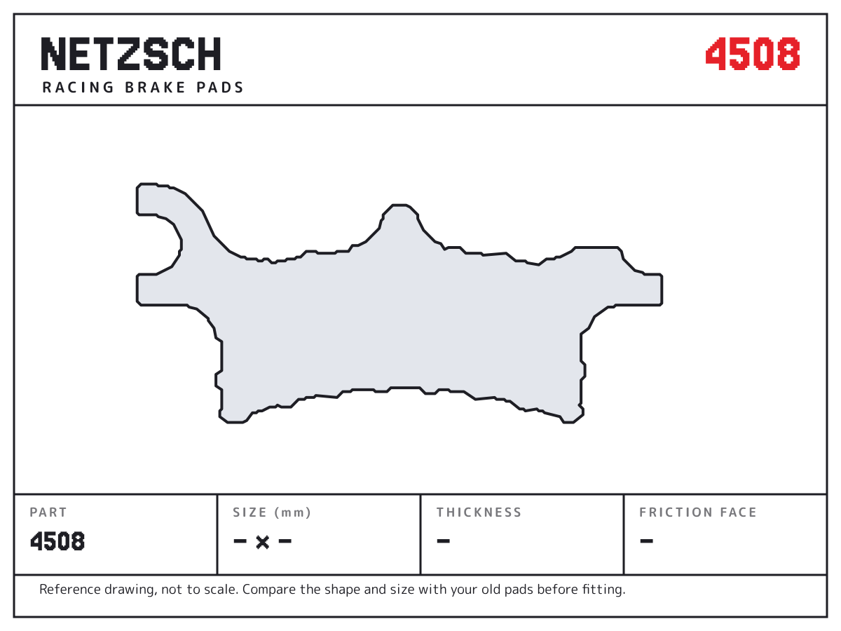 NETZSCH 4508 brake pad drawing: unconfirmed × unconfirmed mm, 8.1 mm thick