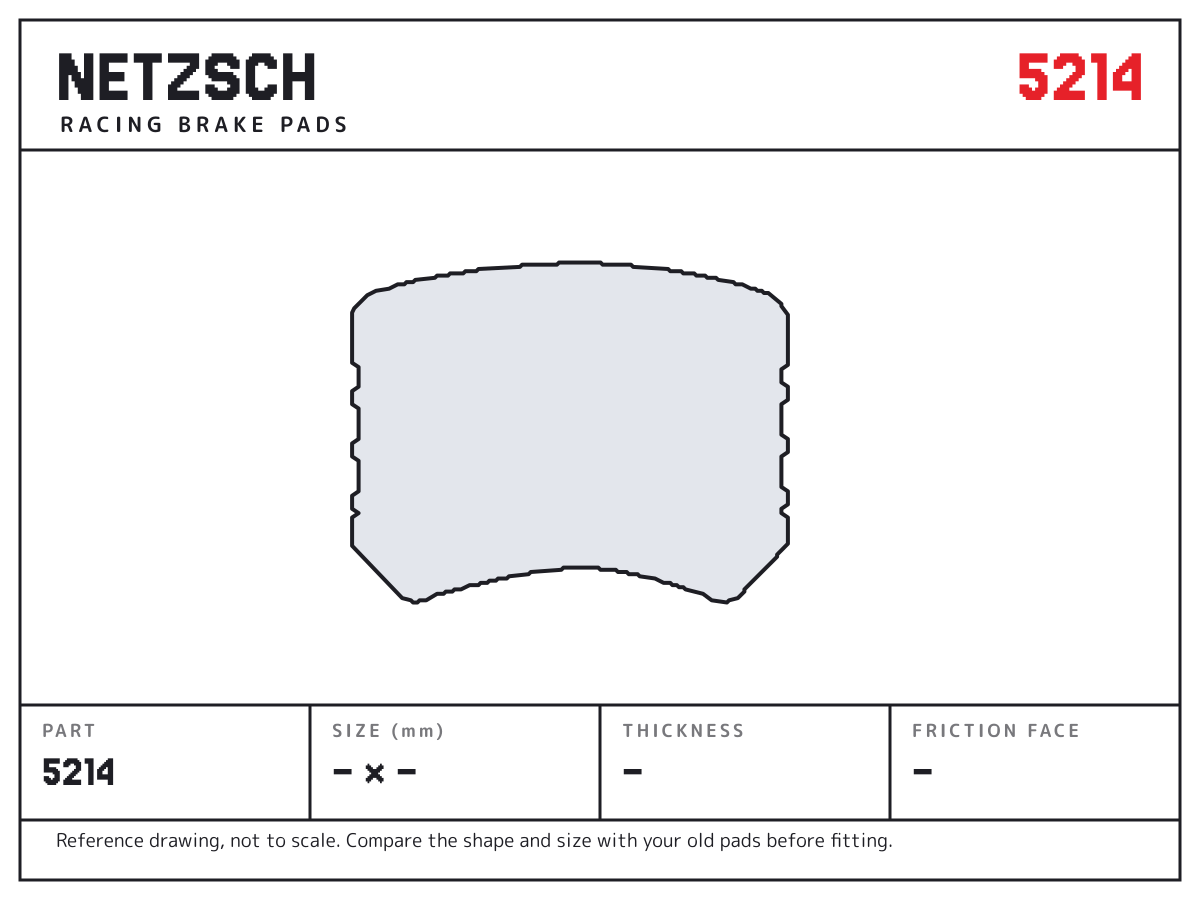 NETZSCH 5214 brake pad drawing: unconfirmed × unconfirmed mm, 14 mm thick