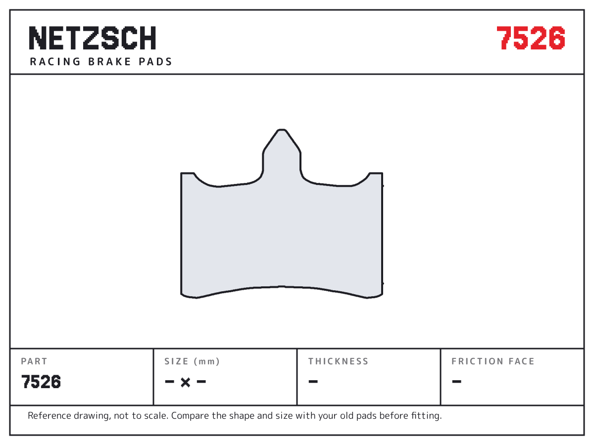 NETZSCH 7526 brake pad drawing: unconfirmed × unconfirmed mm, 8 mm thick