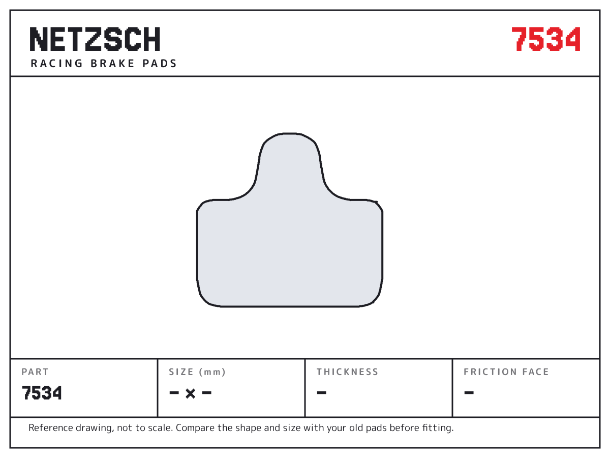 NETZSCH 7534 brake pad drawing: unconfirmed × unconfirmed mm, 10 mm thick