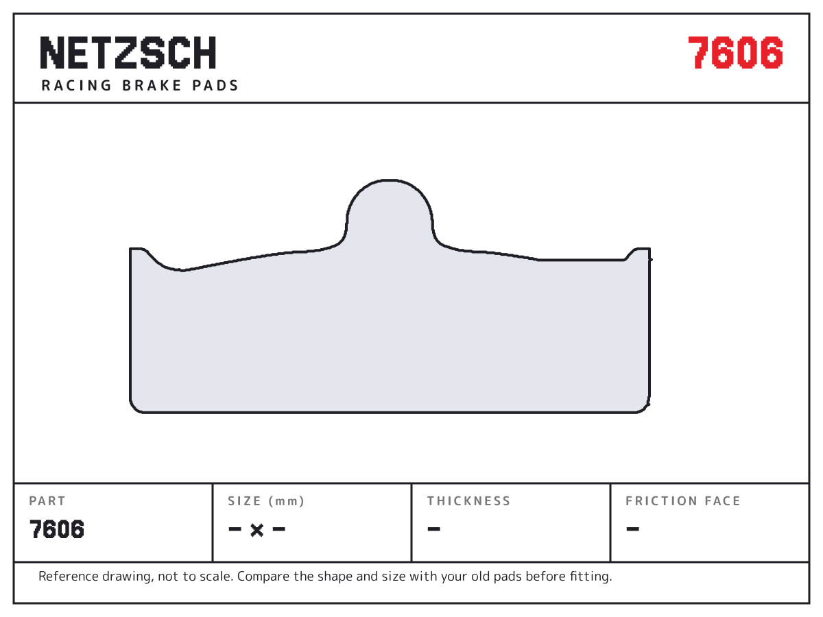 NETZSCH 7606 brake pad drawing: unconfirmed × unconfirmed mm, 10 mm thick