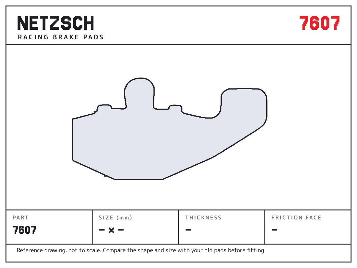NETZSCH 7607 brake pad drawing: unconfirmed × unconfirmed mm, 10 mm thick