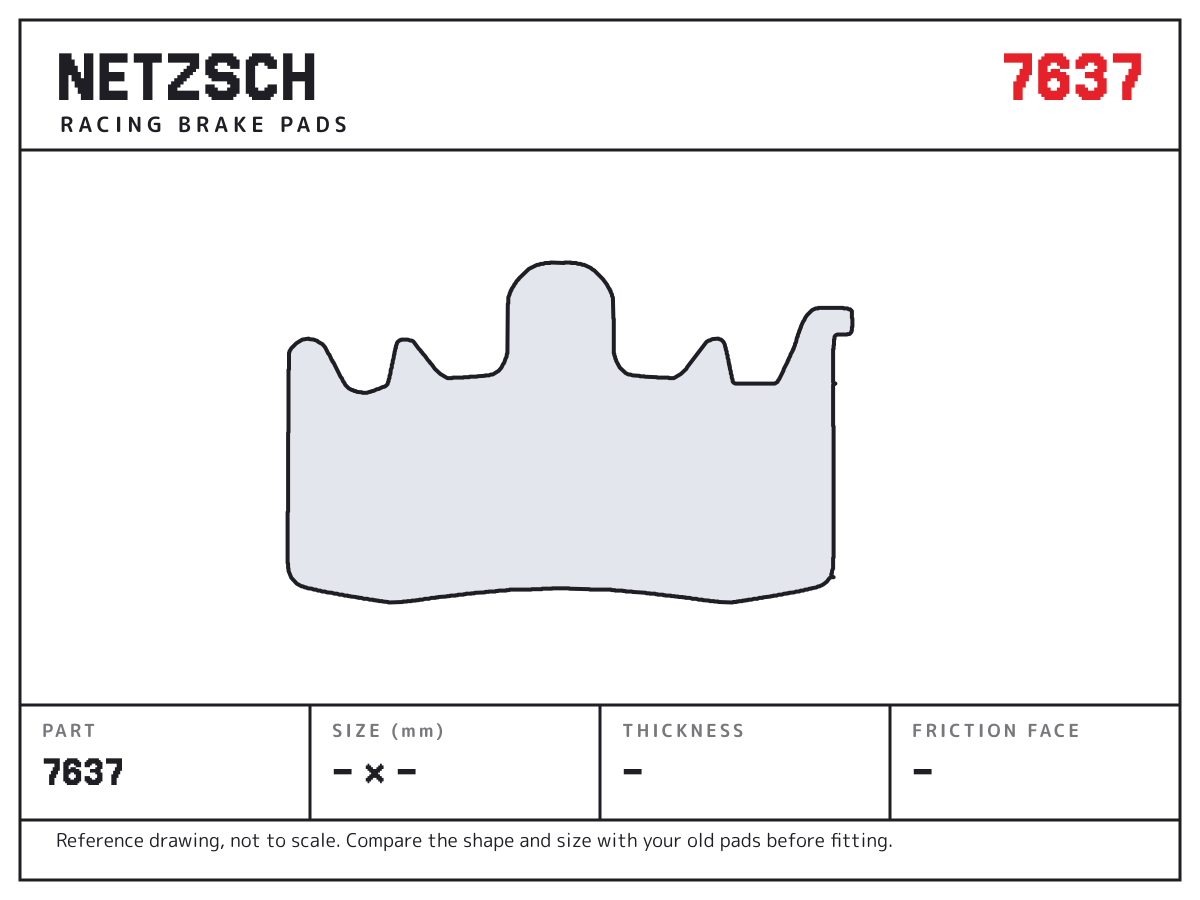NETZSCH 7637 brake pad drawing: unconfirmed × unconfirmed mm, 8 mm thick