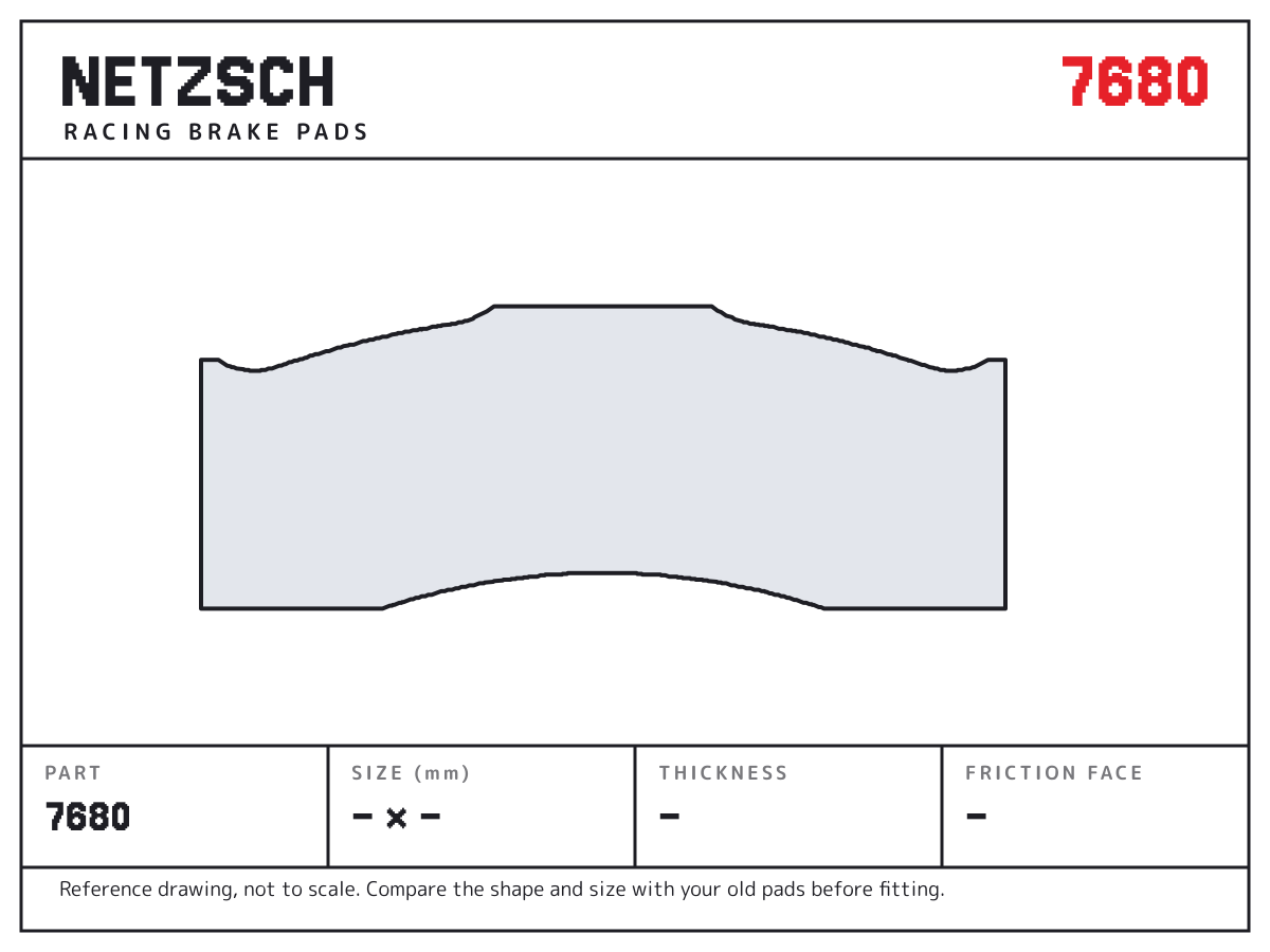 NETZSCH 7680 brake pad drawing: unconfirmed × unconfirmed mm, 30 mm thick