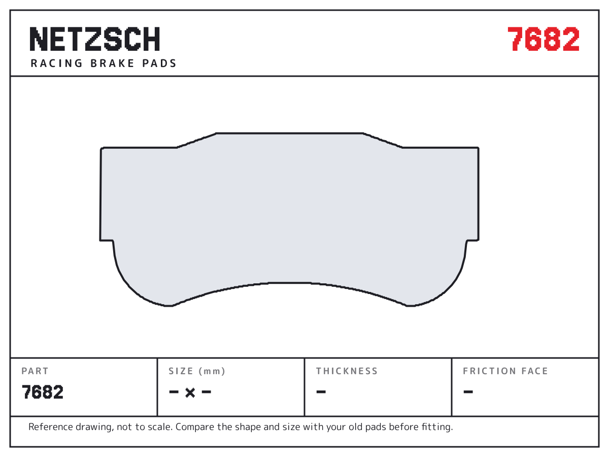 NETZSCH 7682 brake pad drawing: unconfirmed × unconfirmed mm, 30 mm thick