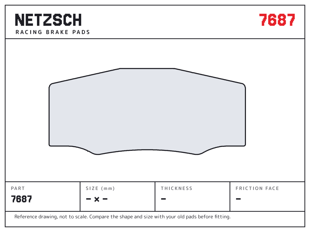 NETZSCH 7687 brake pad drawing: unconfirmed × unconfirmed mm