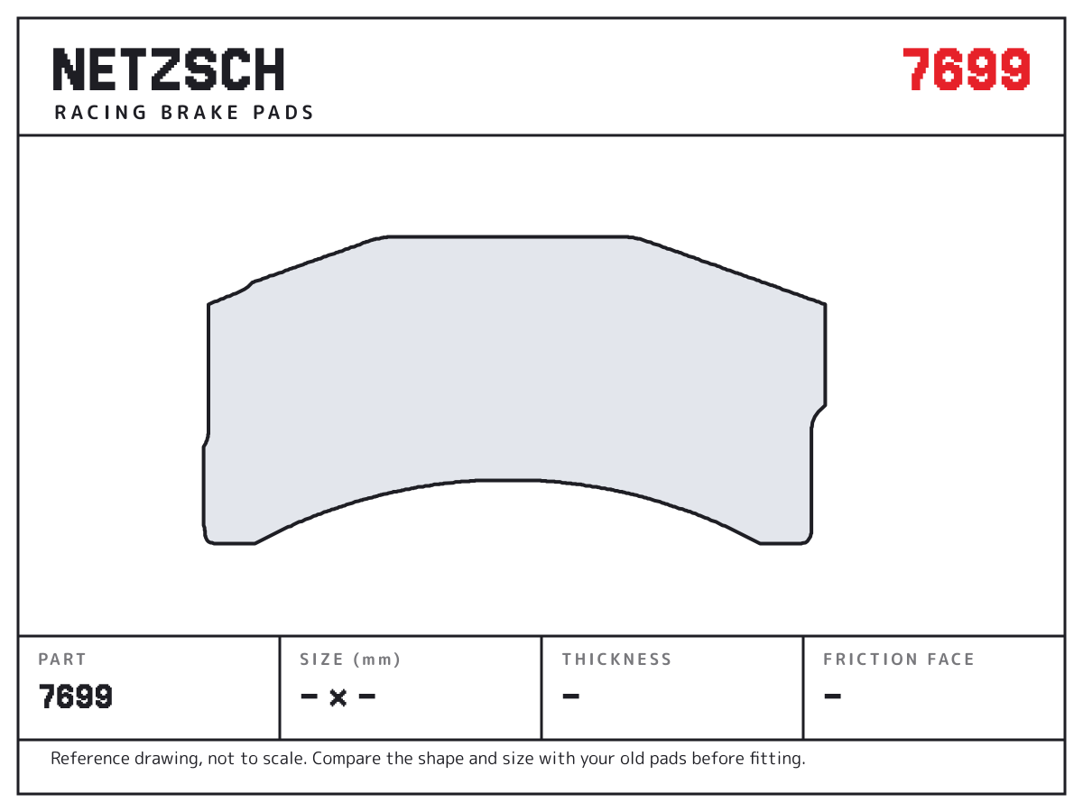 NETZSCH 7699 brake pad drawing: unconfirmed × unconfirmed mm, 32 mm thick