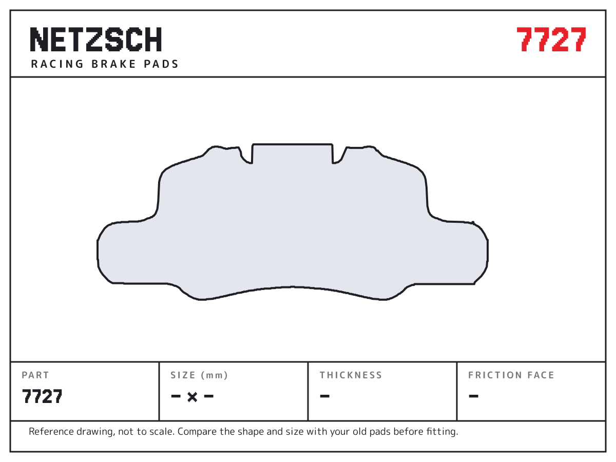 NETZSCH 7727 brake pad drawing: unconfirmed × unconfirmed mm, 17 mm thick