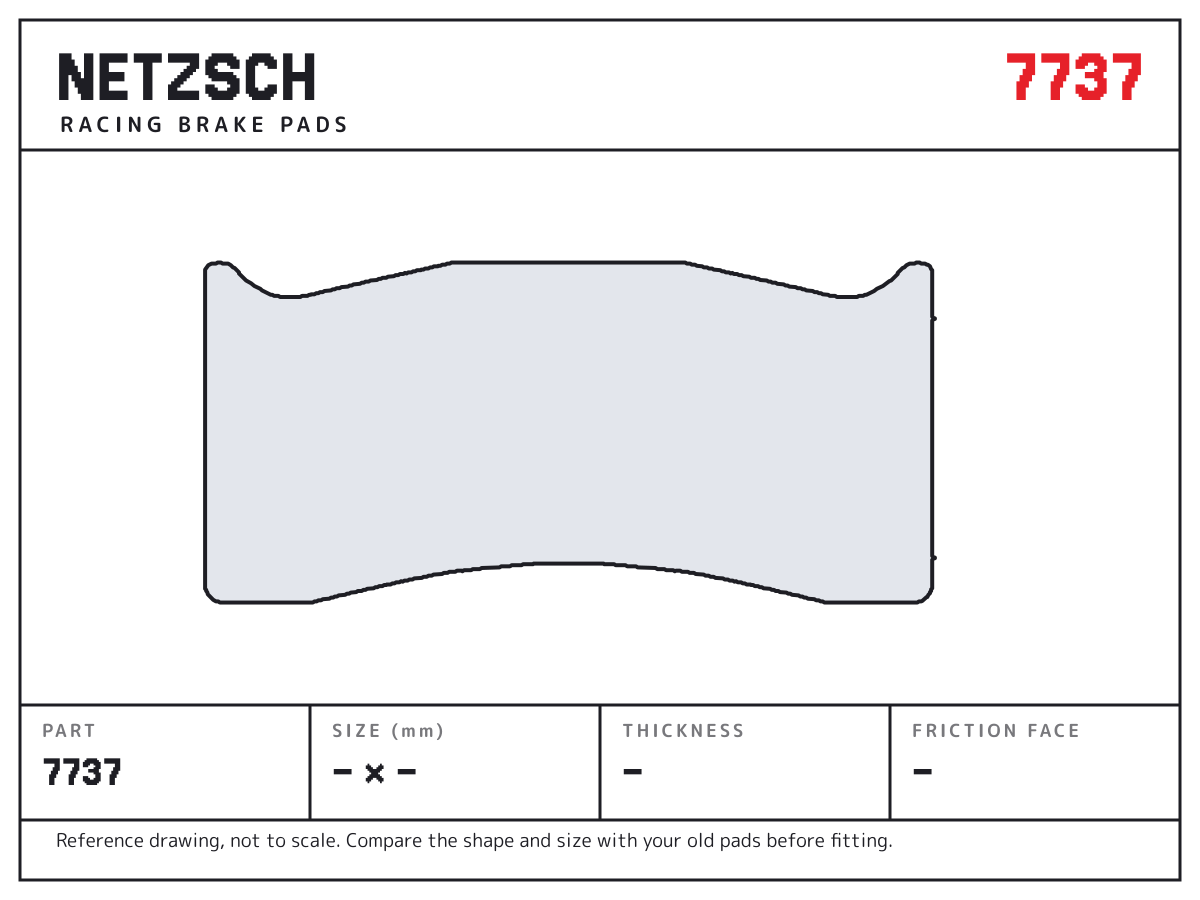 NETZSCH 7737 brake pad drawing: unconfirmed × unconfirmed mm, 20 mm thick