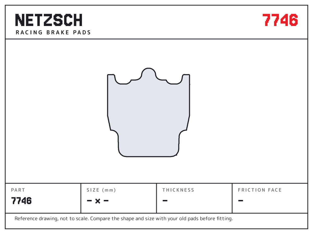 NETZSCH 7746 brake pad drawing: unconfirmed × unconfirmed mm, 17 mm thick