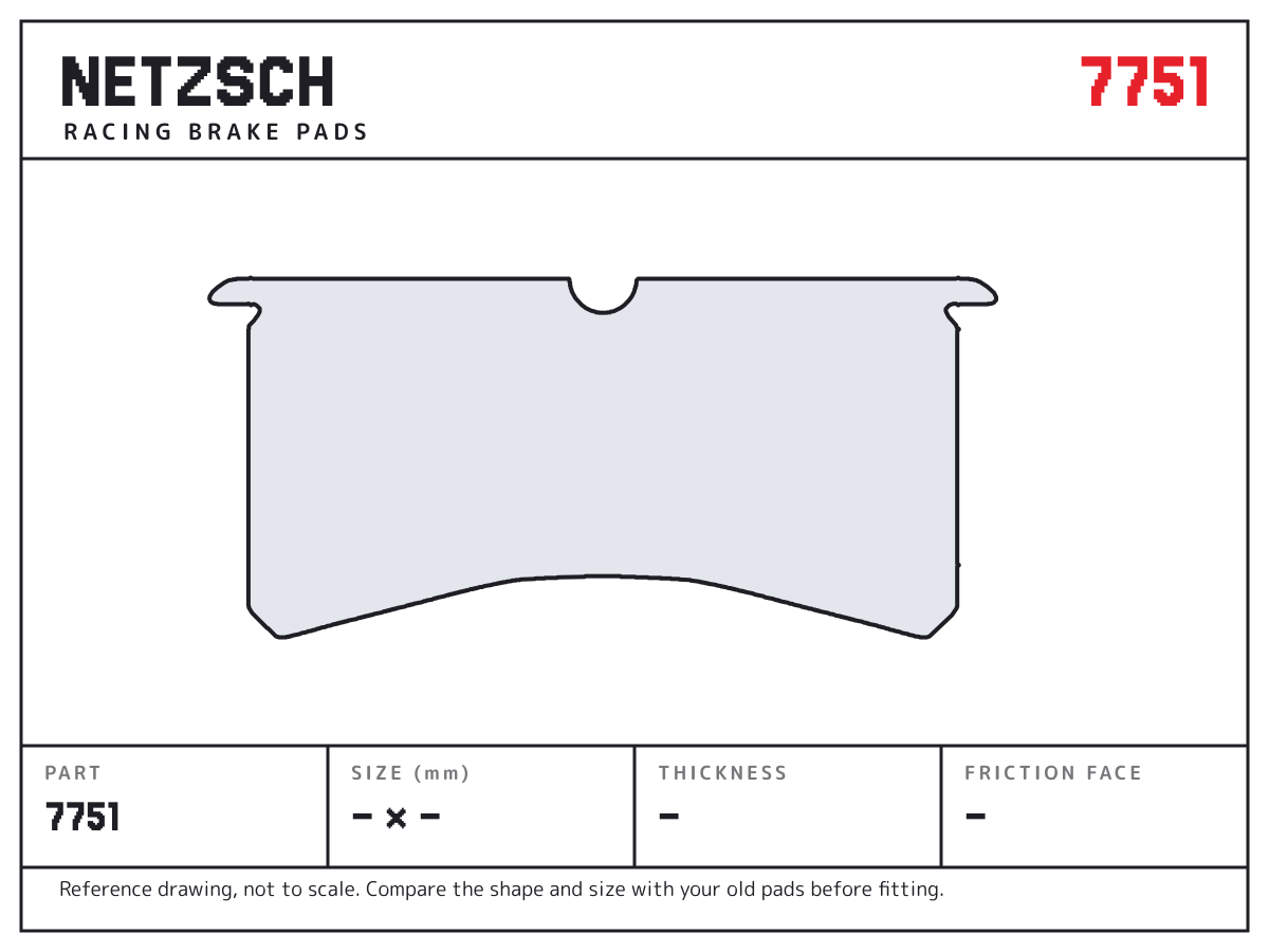 NETZSCH 7751 brake pad drawing: unconfirmed × unconfirmed mm, 20 mm thick