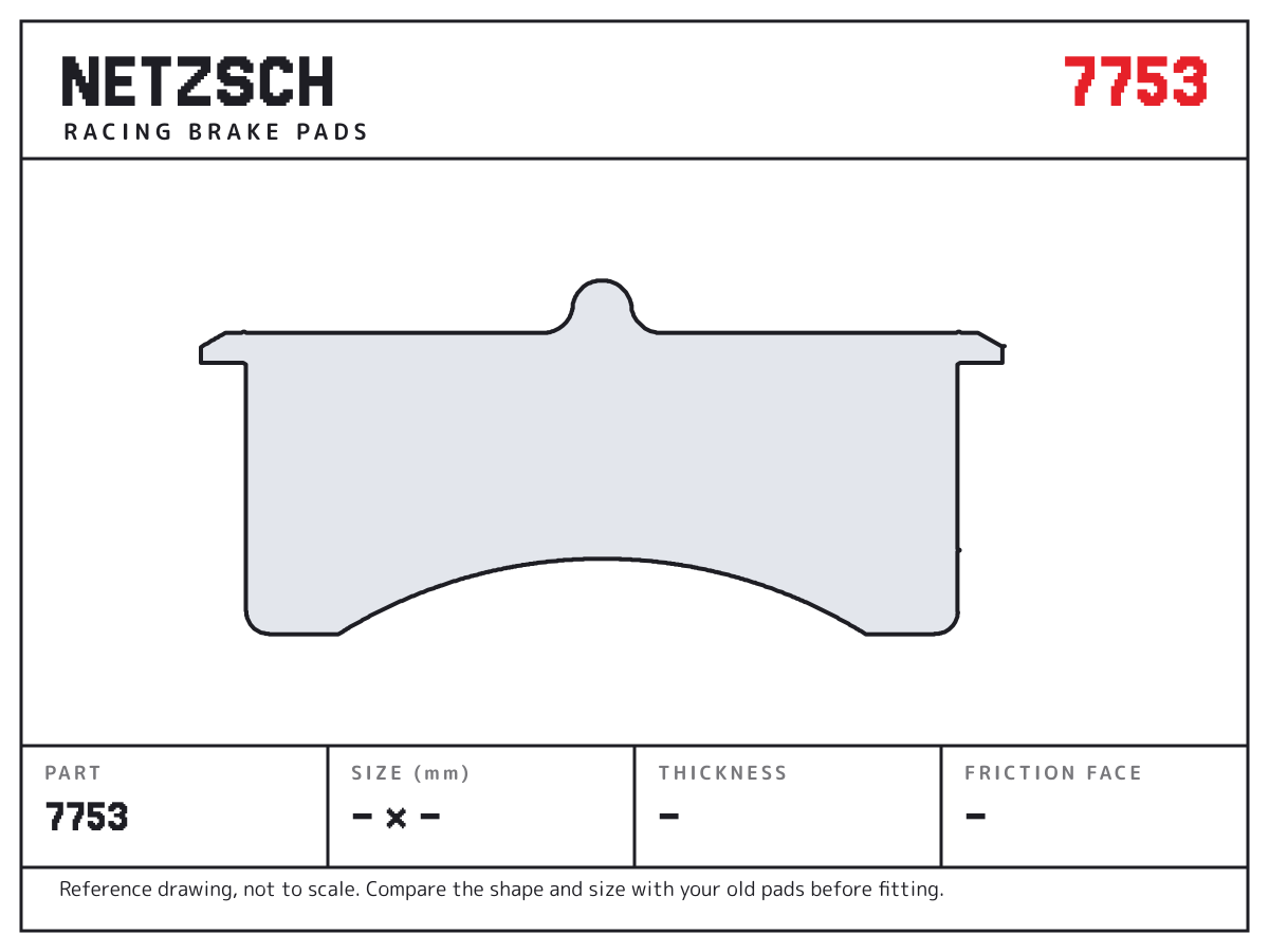 NETZSCH 7753 brake pad drawing: unconfirmed × unconfirmed mm, 21 mm thick