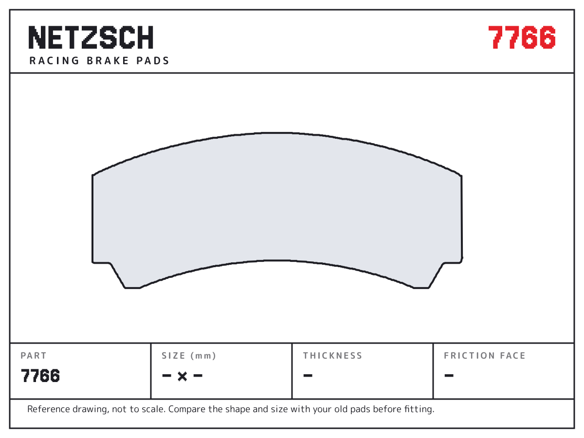 NETZSCH 7766 brake pad drawing: unconfirmed × unconfirmed mm, 17 mm thick