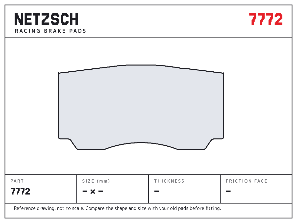 NETZSCH 7772 brake pad drawing: unconfirmed × unconfirmed mm, 30 mm thick