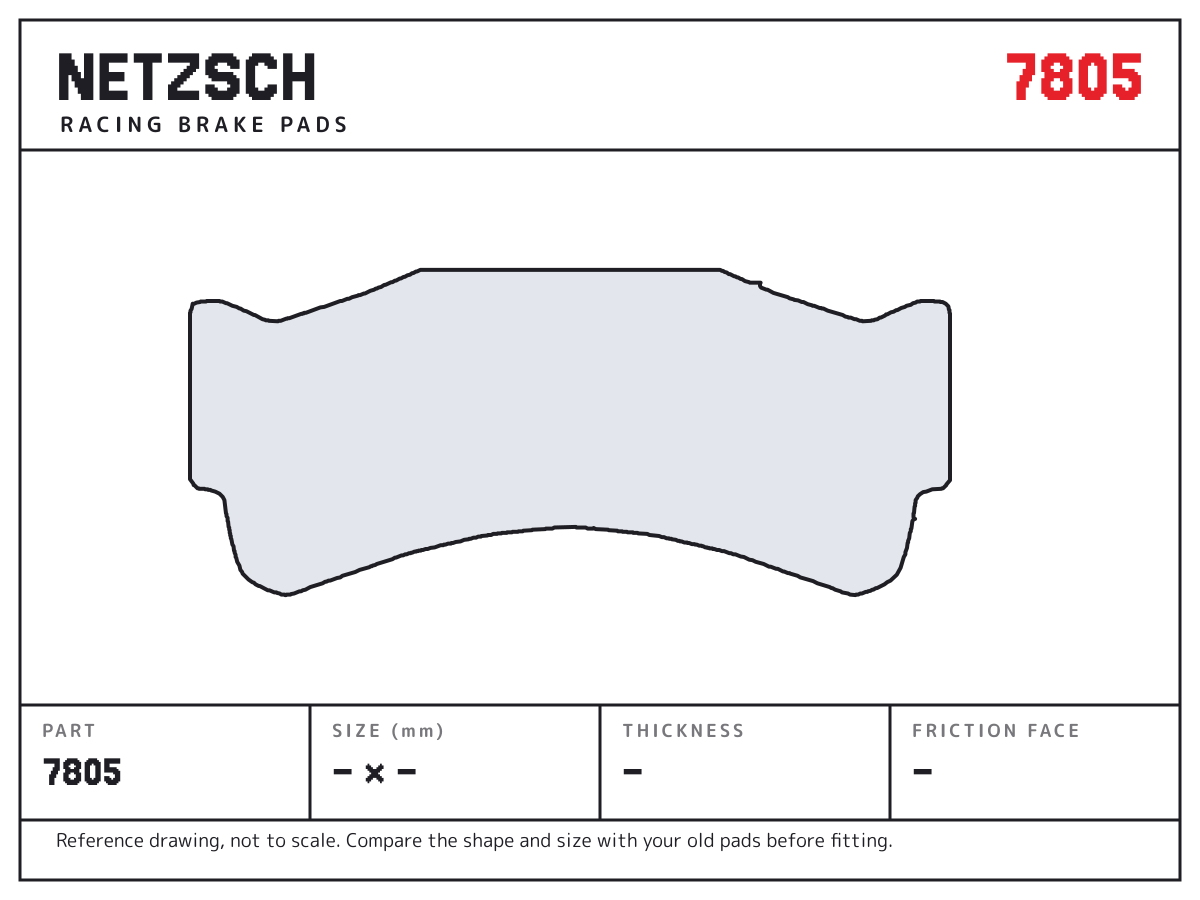 NETZSCH 7805 brake pad drawing: unconfirmed × unconfirmed mm, 30 mm thick