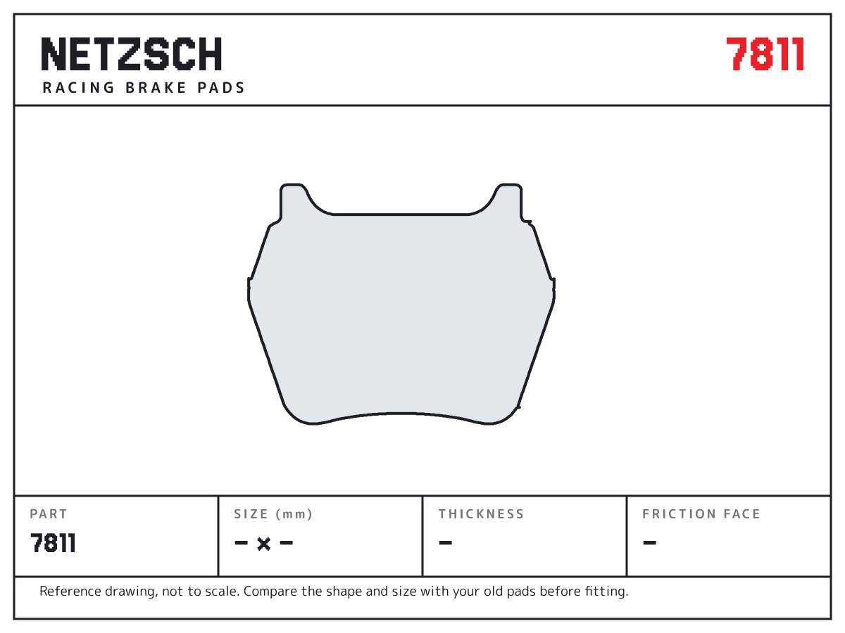 NETZSCH 7811 brake pad drawing: unconfirmed × unconfirmed mm, 22 mm thick