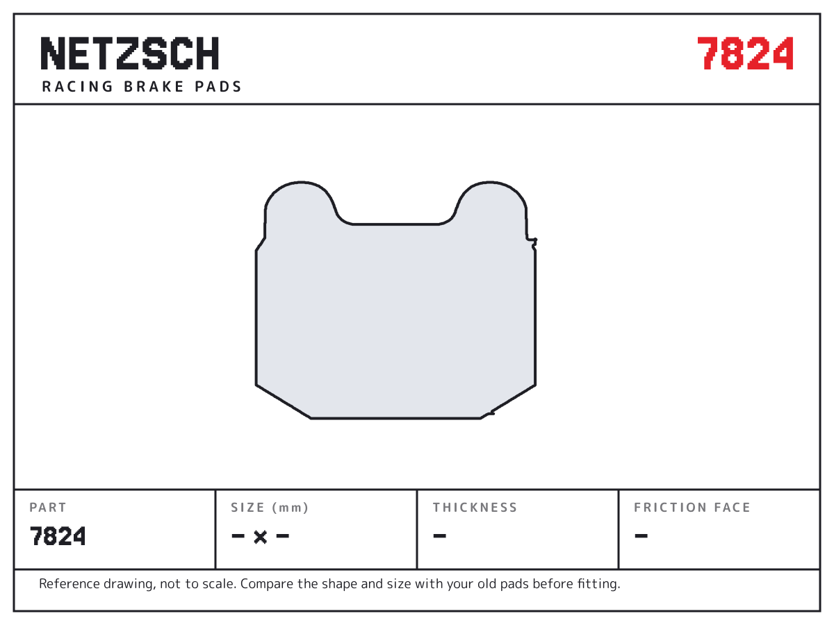NETZSCH 7824 brake pad drawing: unconfirmed × unconfirmed mm, 15 mm thick