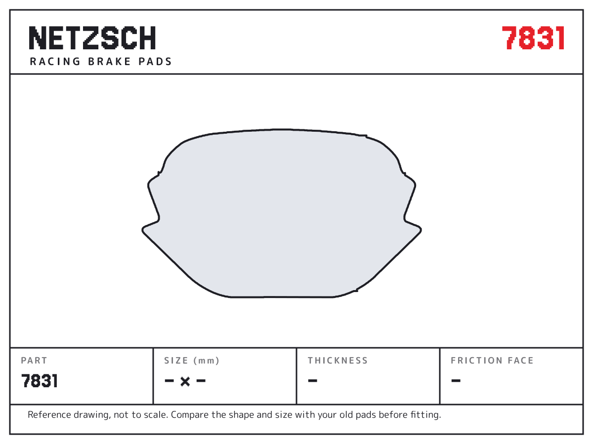 NETZSCH 7831 brake pad drawing: unconfirmed × unconfirmed mm, 23 mm thick