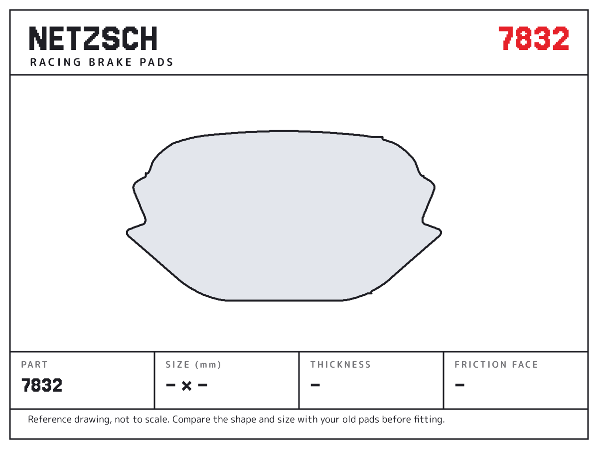 NETZSCH 7832 brake pad drawing: unconfirmed × unconfirmed mm, 23 mm thick