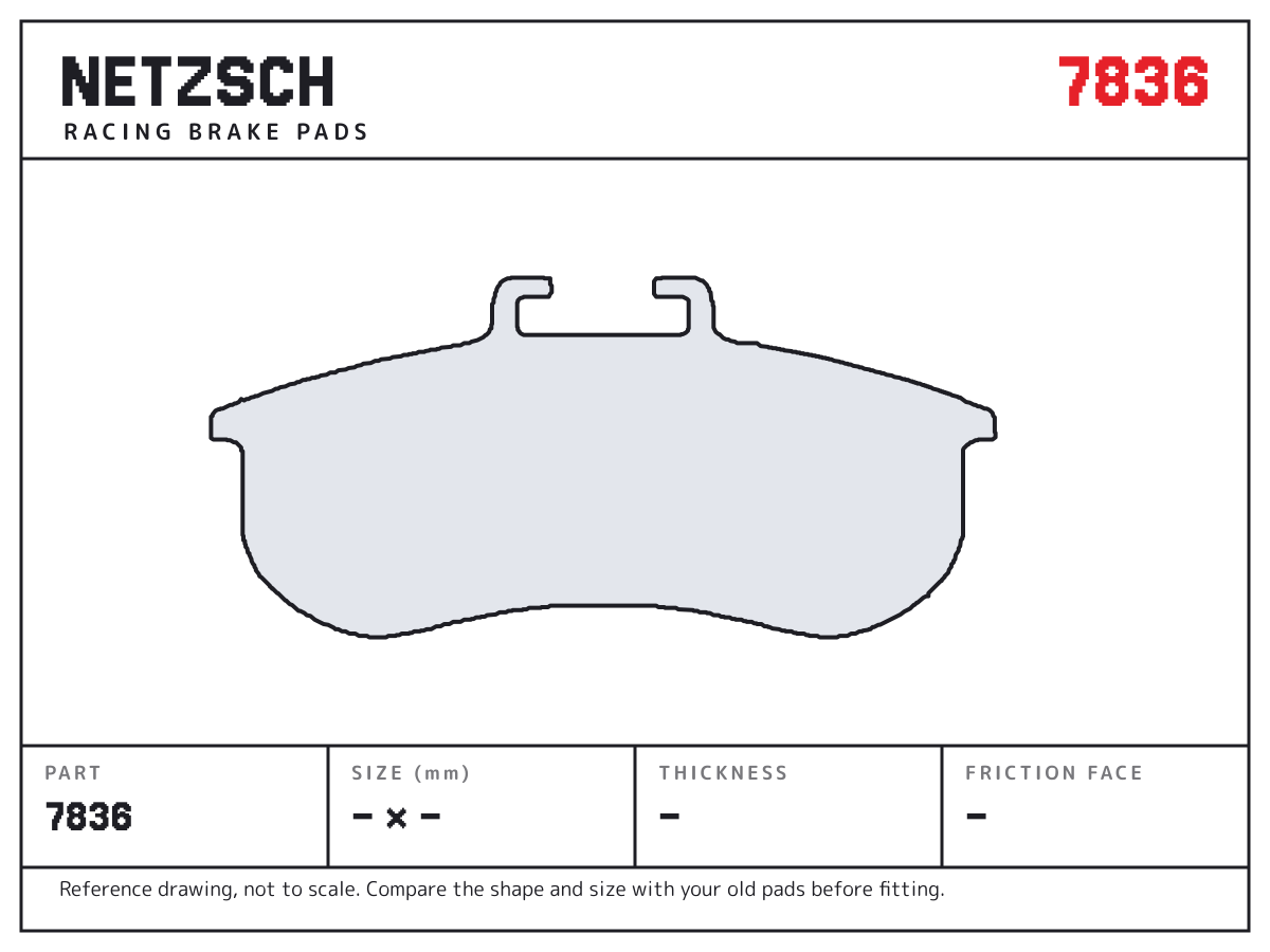 NETZSCH 7836 brake pad drawing: unconfirmed × unconfirmed mm, 31 mm thick