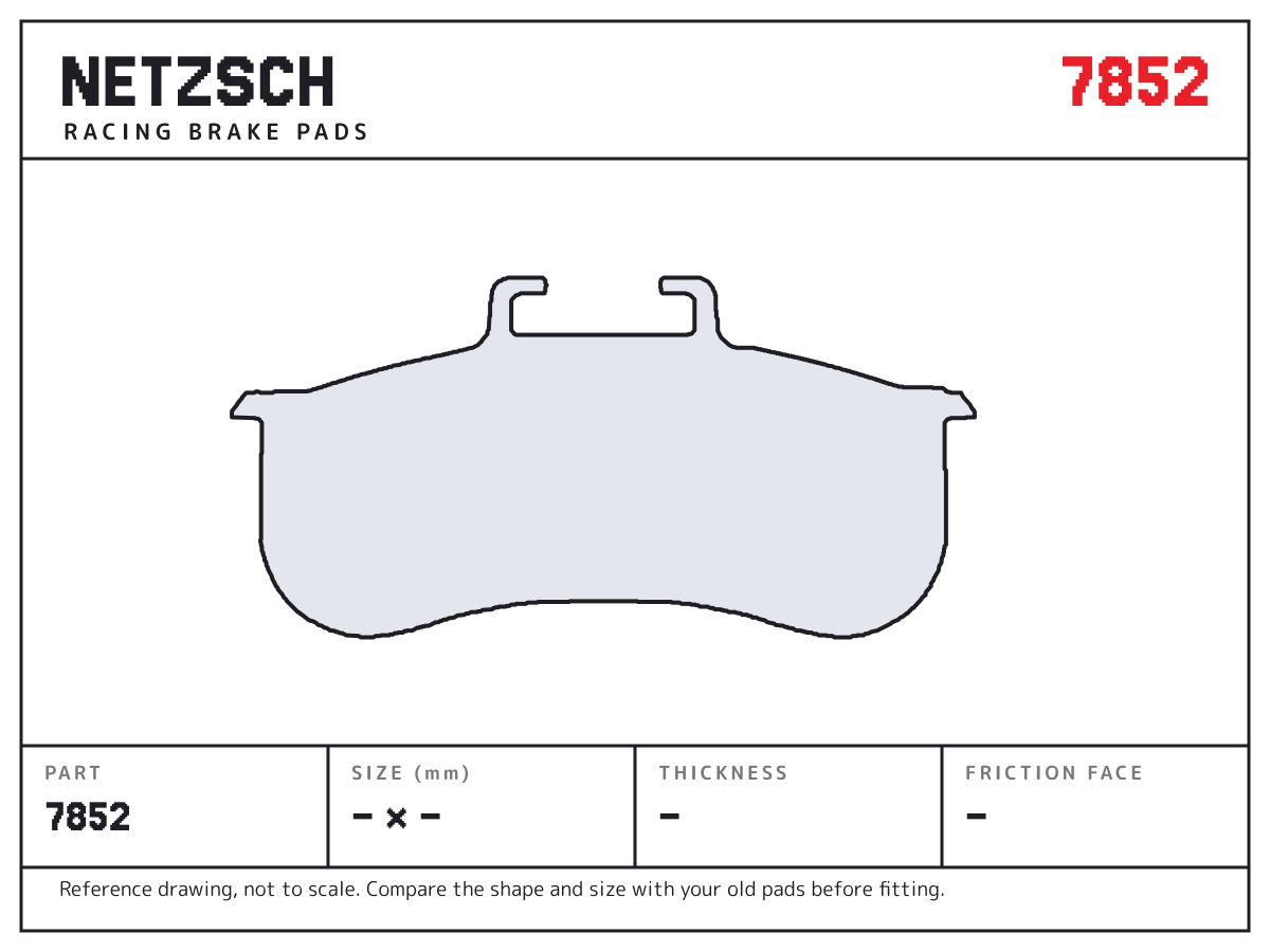 NETZSCH 7852 brake pad drawing: unconfirmed × unconfirmed mm, 23 mm thick