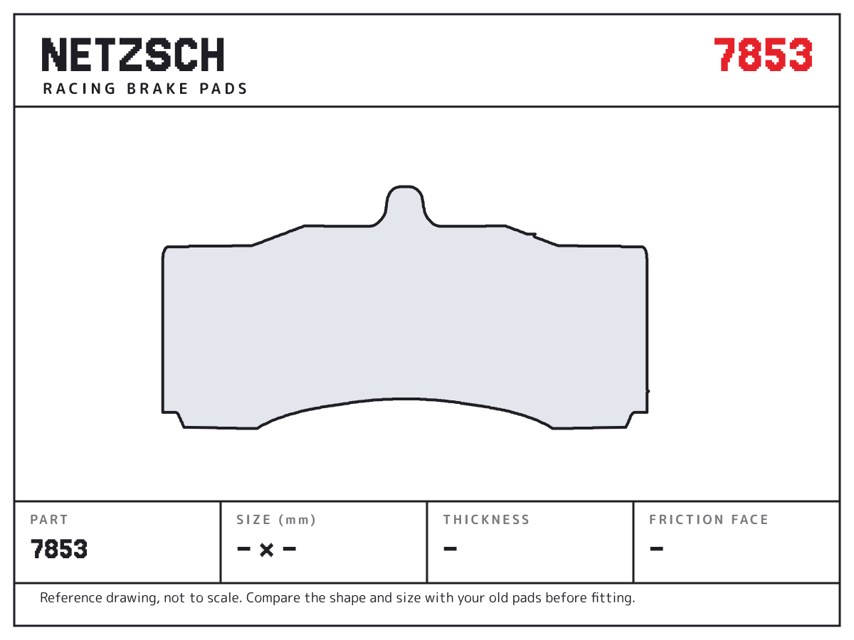 NETZSCH 7853 brake pad drawing: unconfirmed × unconfirmed mm, 18 mm thick