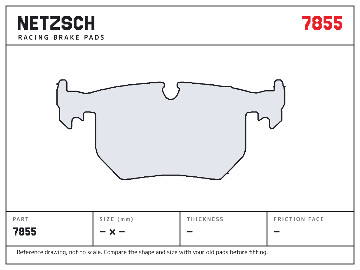 NETZSCH 7855 brake pad drawing: unconfirmed × unconfirmed mm, 17 mm thick