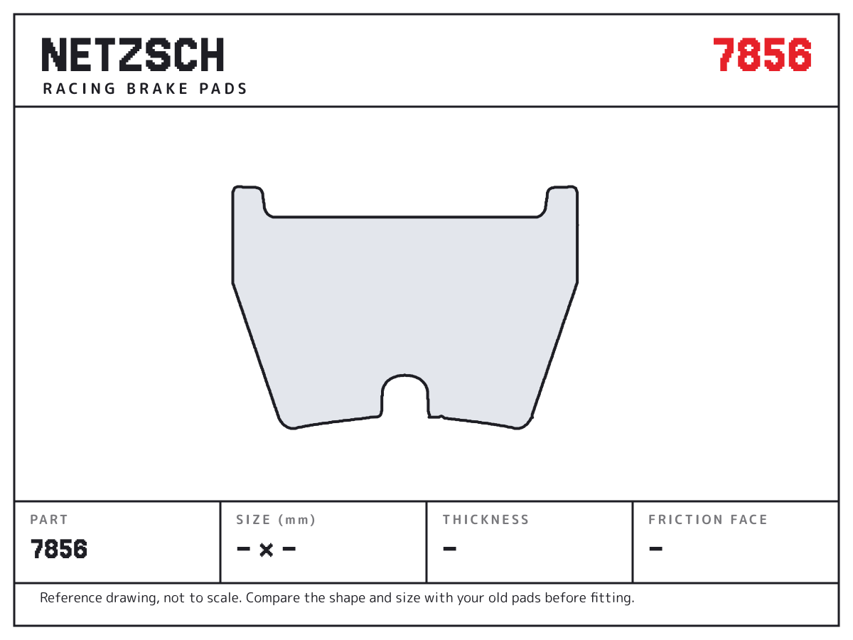 NETZSCH 7856 brake pad drawing: unconfirmed × unconfirmed mm, 16 mm thick