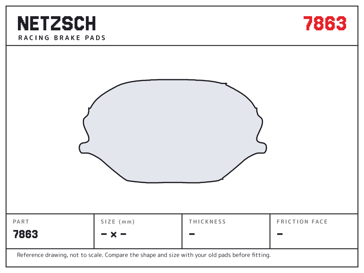 NETZSCH 7863 brake pad drawing: unconfirmed × unconfirmed mm, 16 mm thick