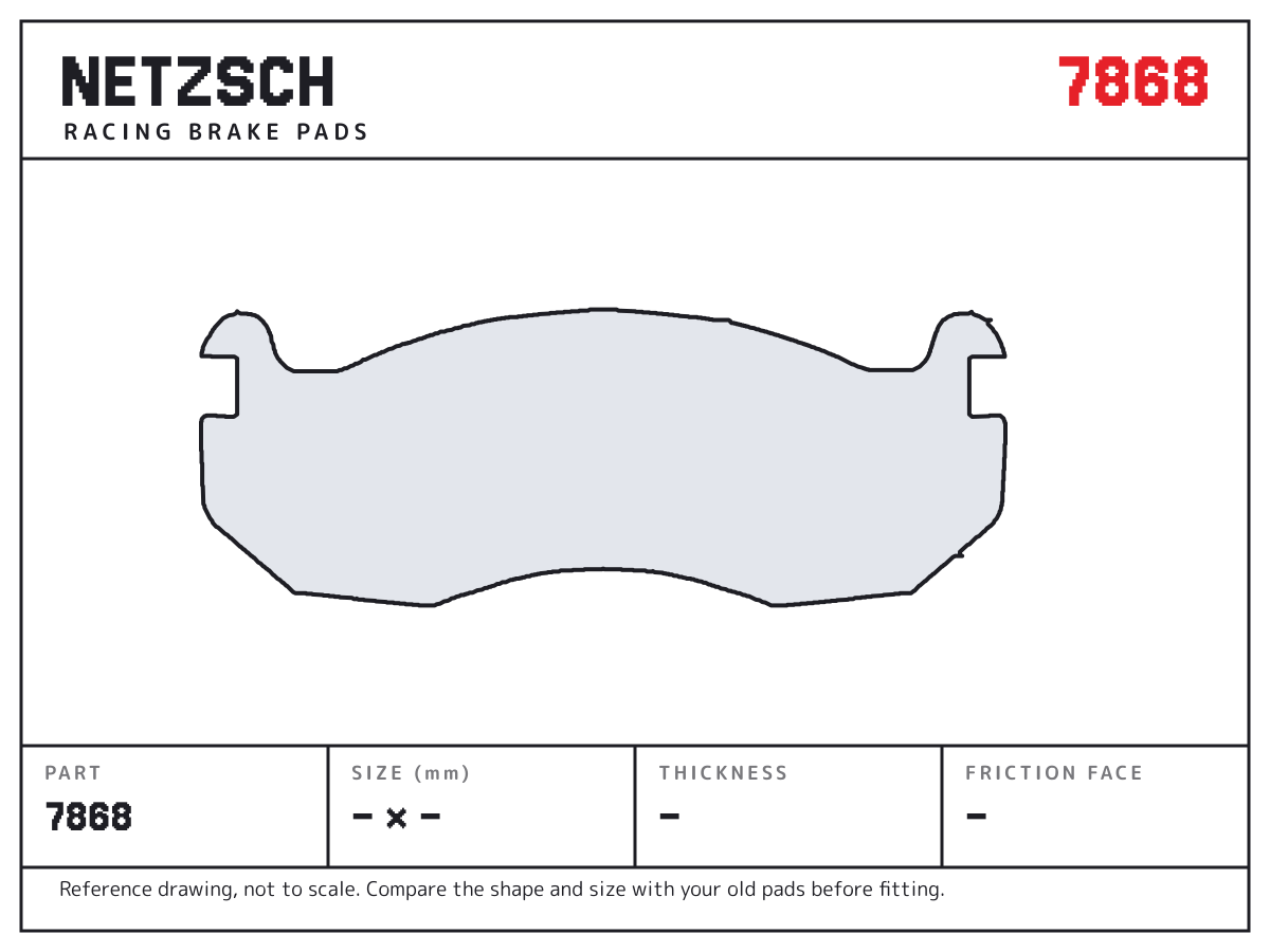NETZSCH 7868 brake pad drawing: unconfirmed × unconfirmed mm, 17 mm thick