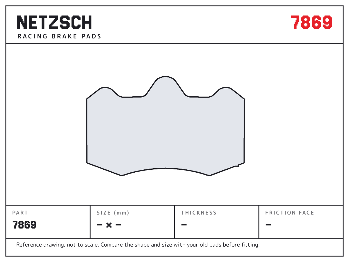 NETZSCH 7869 brake pad drawing: unconfirmed × unconfirmed mm, 17 mm thick