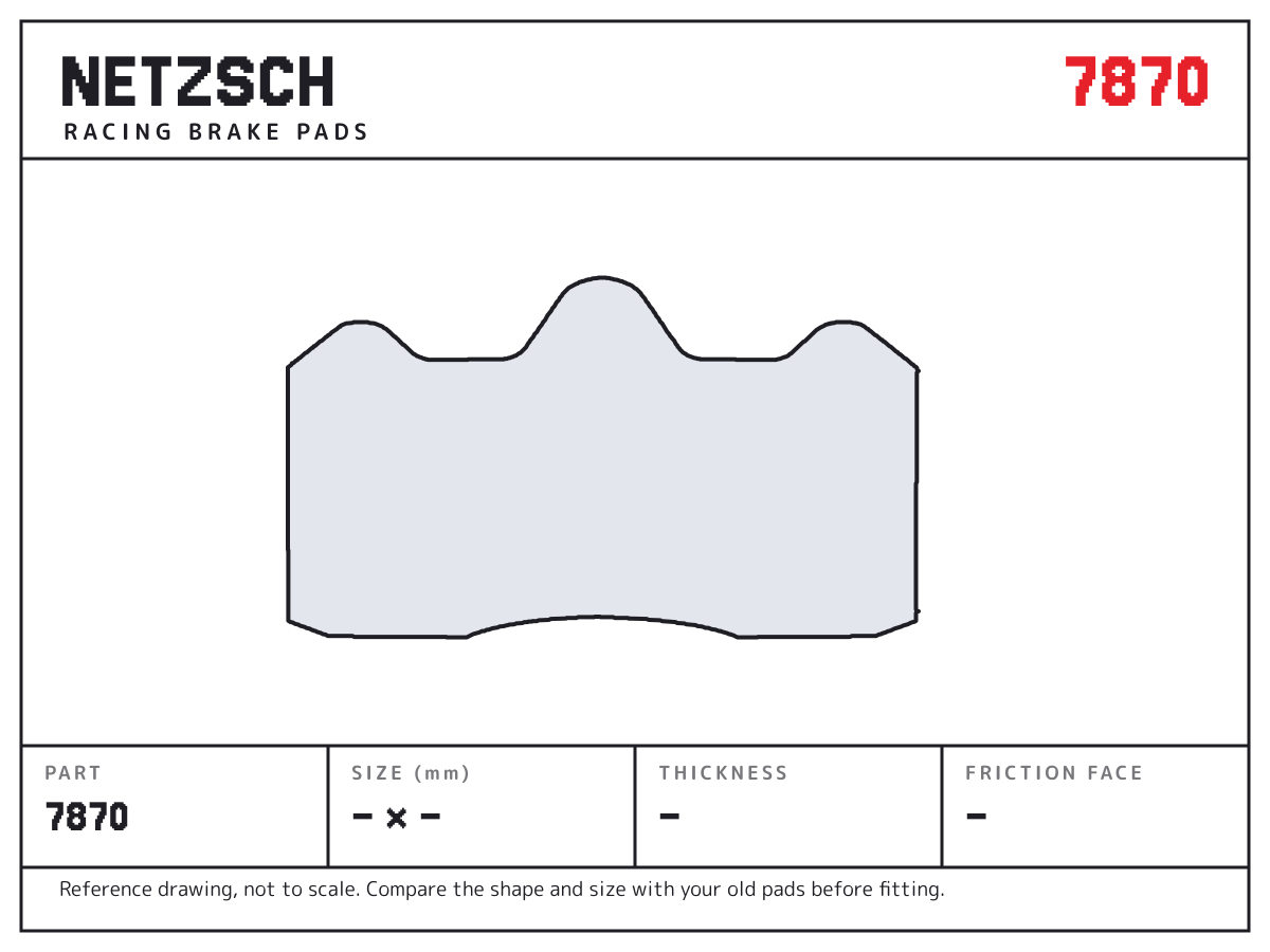 NETZSCH 7870 brake pad drawing: unconfirmed × unconfirmed mm, 17 mm thick