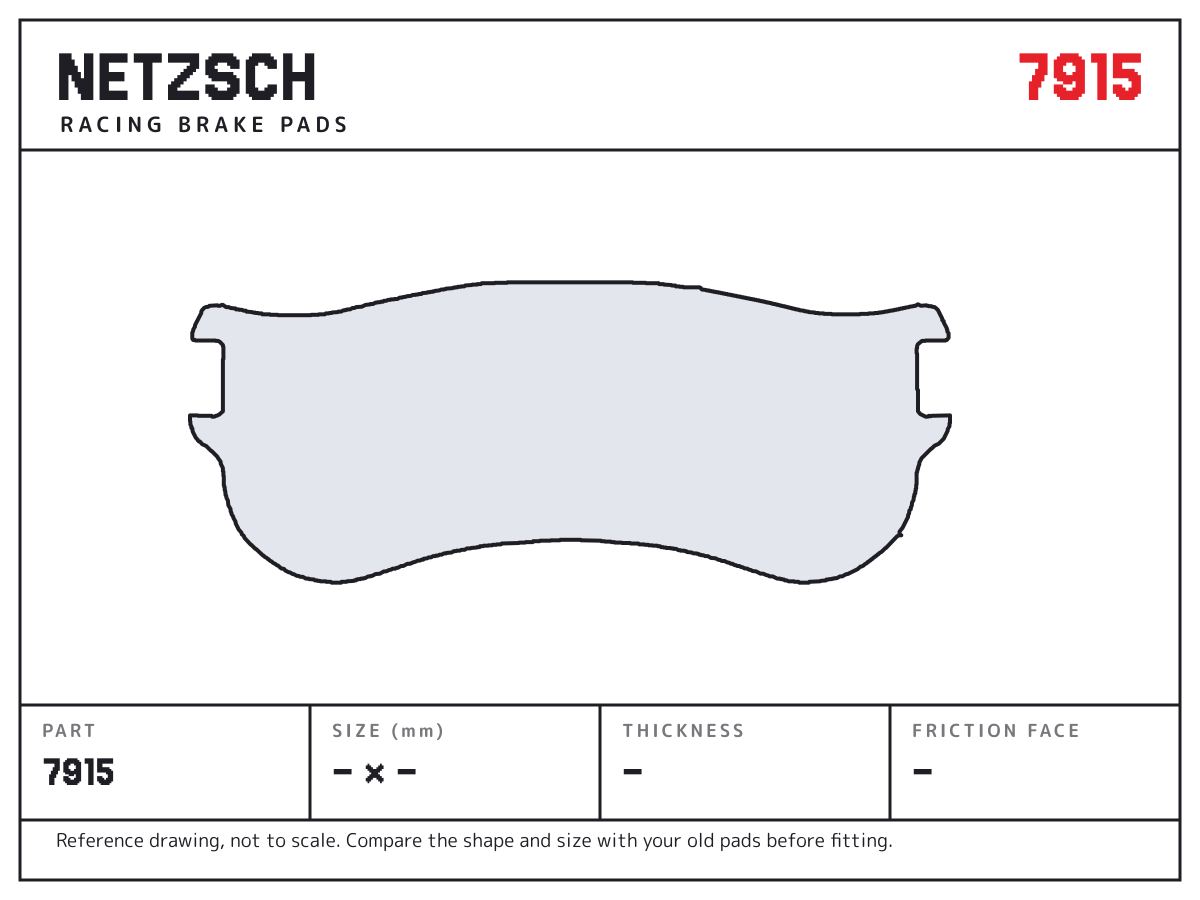 NETZSCH 7915 brake pad drawing: unconfirmed × unconfirmed mm, 19 mm thick
