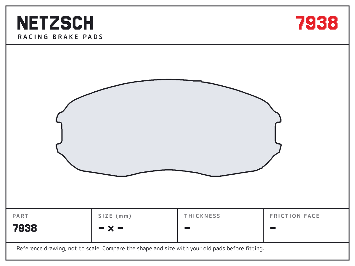 NETZSCH 7938 brake pad drawing: unconfirmed × unconfirmed mm, 30 mm thick