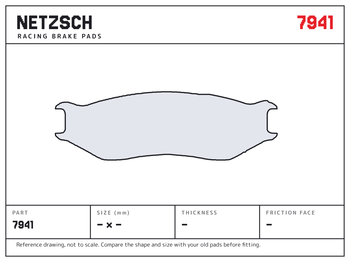 NETZSCH 7941 brake pad drawing: unconfirmed × unconfirmed mm, 19 mm thick