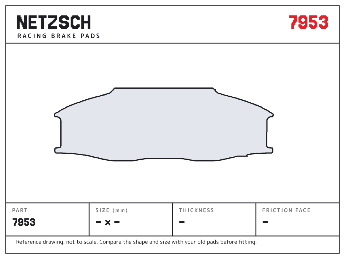 NETZSCH 7953 brake pad drawing: unconfirmed × unconfirmed mm, 30 mm thick