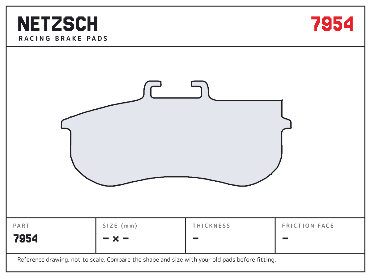 NETZSCH 7954 brake pad drawing: unconfirmed × unconfirmed mm, 28 mm thick